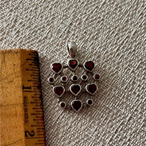 Unique Sterling Silver garnet multi-Heart Pendant. - Picture 2 of 3